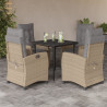 Set comedor de jardín 5 pzas con cojines ratán sintético beige 1