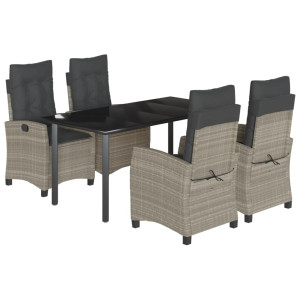5 pcs conjunto de jantar p/ jardim c/ almofadões cinzento claro H