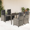 Set comedor de jardín 5 piezas con cojines ratán sintético gris 1