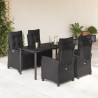5 pcs conjunto de jantar p/ jardim c/ almofadões vime PE preto 1