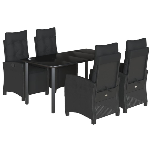Set de muebles jardín 5 pzas con cojines ratán sintético negro M 2