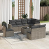 Set de muebles de jardín 9 pzas y cojines ratán sintético gris 1
