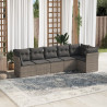 6 pcs conjunto sofás de jardim com almofadões vime cinzento 1