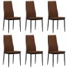 Cadeiras de jantar 6 pcs tecido castanho 1