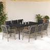 Set comedor de jardín 9 pzas cojines ratán sintético gris claro 1