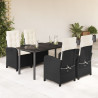 Set de muebles jardín 5 pzas con cojines ratán sintético negro 1