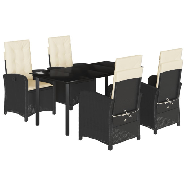 Set de muebles jardín 5 pzas con cojines ratán sintético negro M 2