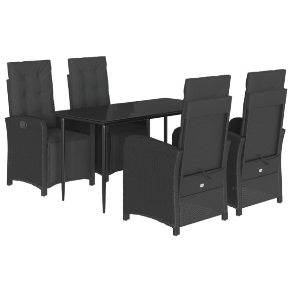 Set de muebles jardín 5 pzas con cojines ratán sintético negro M 2