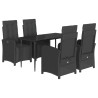Set de muebles jardín 5 pzas con cojines ratán sintético negro 2