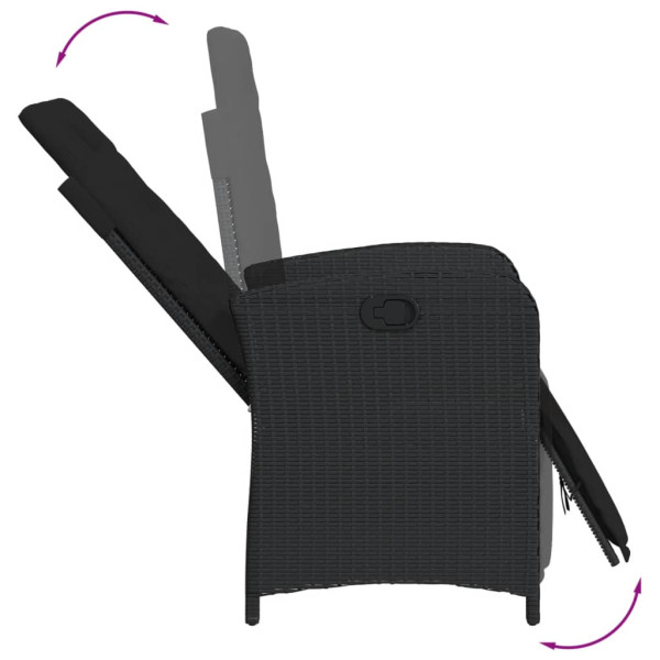 7 pcs conjunto de jantar p/ jardim c/ almofadões vime PE preto M 5