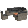 Set de muebles de jardín 9 pzas y cojines ratán sintético gris 2