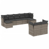 Set de muebles de jardín 9 pzas y cojines ratán sintético gris 2