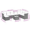 9 pcs conjunto sofás p/ jardim com almofadões vime PE cinzento 3