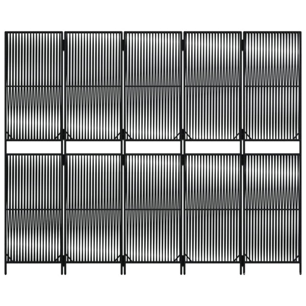 Biombo de 5 paneles ratán sintético negro M 5