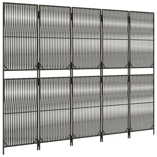 Biombo de 5 paneles ratán sintético gris M 4