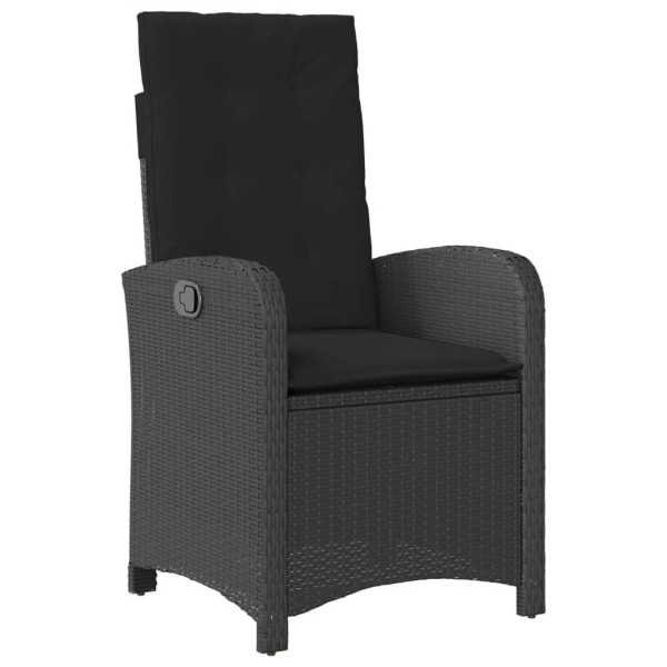 Sillones reclinable jardín cojines 2 uds ratán sintético negro M 4