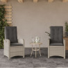 Sillones reclinables de jardín con cojines gris 2 uds ratán PE 1