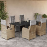 Set comedor de jardín 7 pzas con cojines ratán sintético beige 1