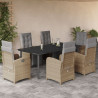 Set comedor de jardín 7 pzas con cojines ratán sintético beige 1