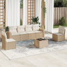 Set sofás de jardín 7 piezas y cojines ratán sintético beige 1