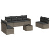 Set de muebles de jardín 9 pzas y cojines ratán sintético gris 2