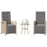 3 pcs conjunto bistrô com almofadões vime PE bege misturado 1
