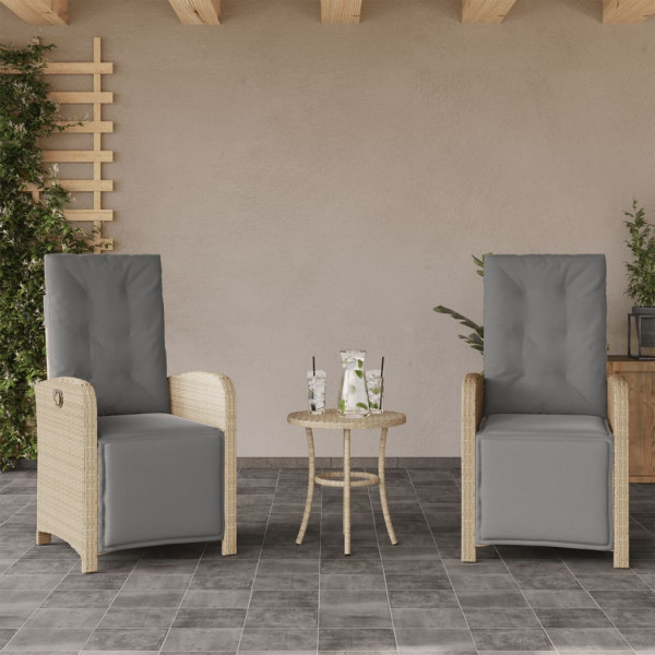 Sillas y mesita de jardín 3 piezas ratán sintético cojín beige M 3