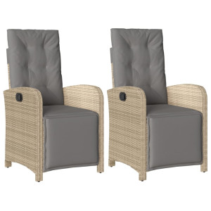 Cadeiras jardim reclináveis 2 pcs c/ apoio de pés bege mistura H