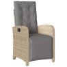 Sillón reclinable jardín reposapiés 2 uds ratán PE beige mezcla 4