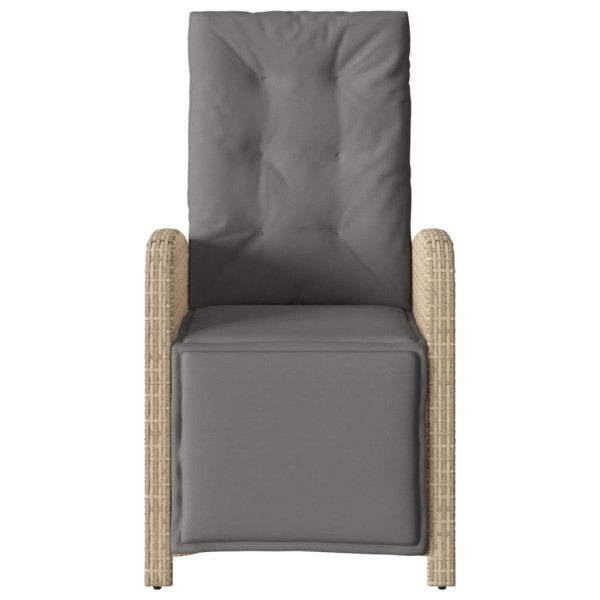 Sillón reclinable jardín reposapiés 2 uds ratán PE beige mezcla M 5