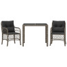 3 pcs conjunto bistrô com almofadões vime PE cinza 2