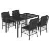 Set de muebles jardín 5 pzas con cojines ratán sintético negro 2