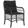 5 pcs conjunto de jantar p/ jardim c/ almofadões vime PE preto 3