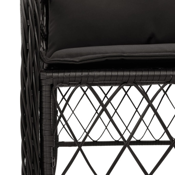 5 pcs conjunto de jantar p/ jardim c/ almofadões vime PE preto M 5