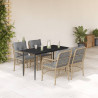 Set comedor de jardín 5 pzas con cojines ratán sintético beige 1
