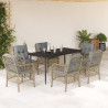 Set comedor de jardín 7 pzas con cojines ratán sintético beige 1