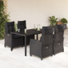 Set de muebles jardín 5 pzas con cojines ratán sintético negro 1