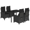 Set de muebles jardín 5 pzas con cojines ratán sintético negro 2