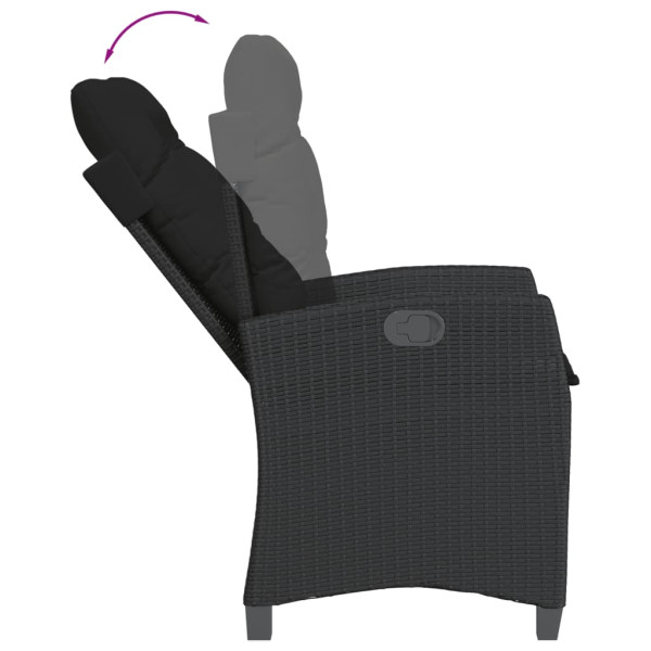 Set de muebles jardín 5 pzas con cojines ratán sintético negro M 5
