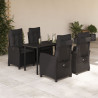 Set de muebles jardín 5 pzas con cojines ratán sintético negro 1
