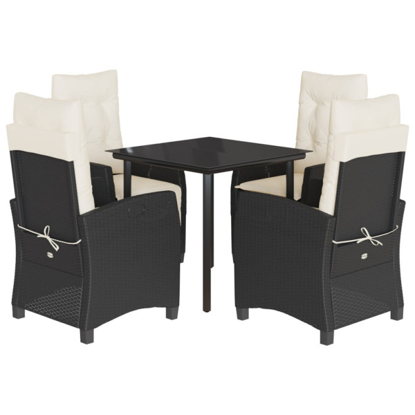 Set de muebles jardín 5 pzas con cojines ratán sintético negro M 2