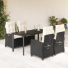 Set de muebles jardín 5 pzas con cojines ratán sintético negro 1