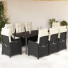 Set de comedor de jardín 9 pzas y cojines ratán sintético negro 1