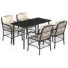 Set de muebles jardín 5 pzas con cojines ratán sintético negro 2