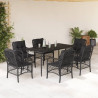 Set de comedor de jardín 7 pzas y cojines ratán sintético negro 1