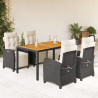 Set de muebles jardín 5 pzas con cojines ratán sintético negro 1
