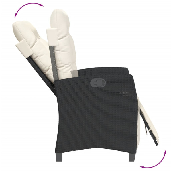 5 pcs conjunto de jantar p/ jardim c/ almofadões vime PE preto M 4