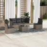 Set de muebles de jardín 6 pzas y cojines ratán sintético gris 1