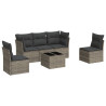 6 pcs conjunto sofás de jardim com almofadões vime cinzento 2