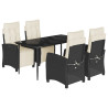 Set de muebles jardín 5 pzas con cojines ratán sintético negro 2
